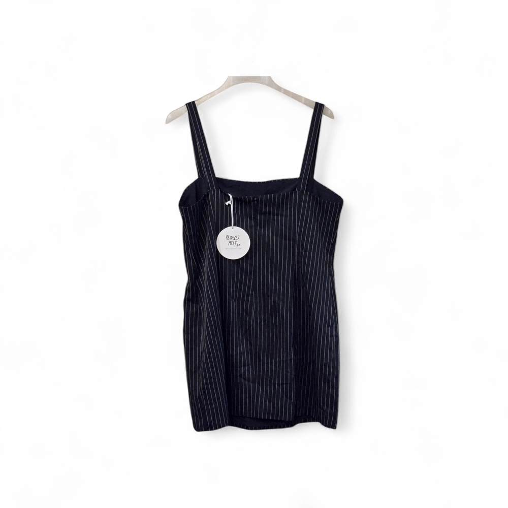 Princess Polly Joni Navy Pinstripe Mini Dress Size 12 Sleek Preppy Minimalist